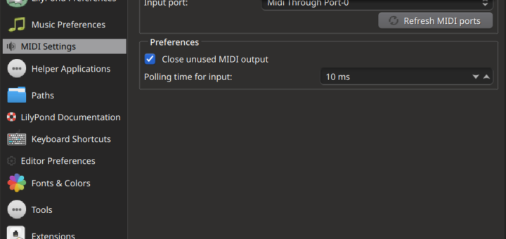 Frescobaldi MIDI Settings