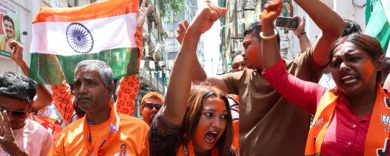 Bengalis celerbrating BJP win